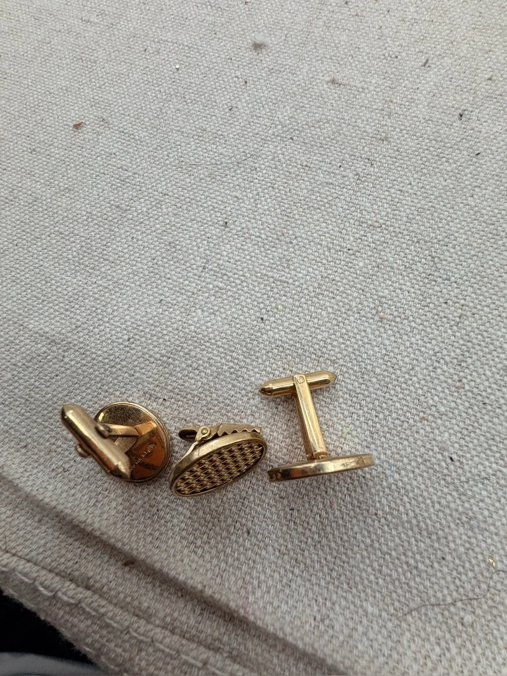 Vintage Gold Woven-Pattern Round Cufflinks